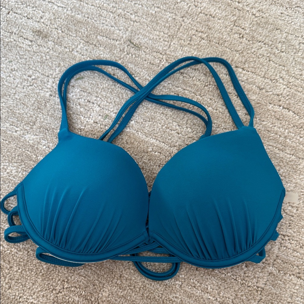 Shade & Shore Blue Bikini Top with Strappy Design